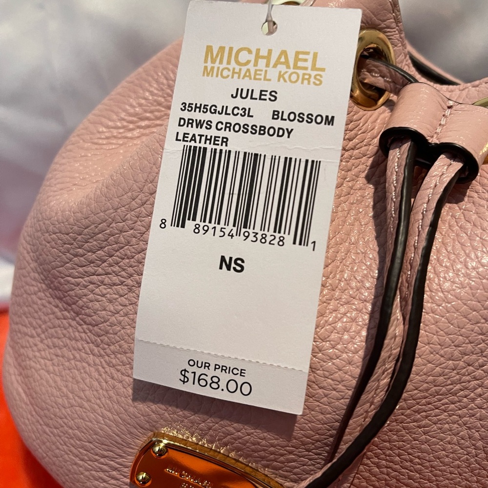 Micheal Kors Jules crossbody leather drawstring bag